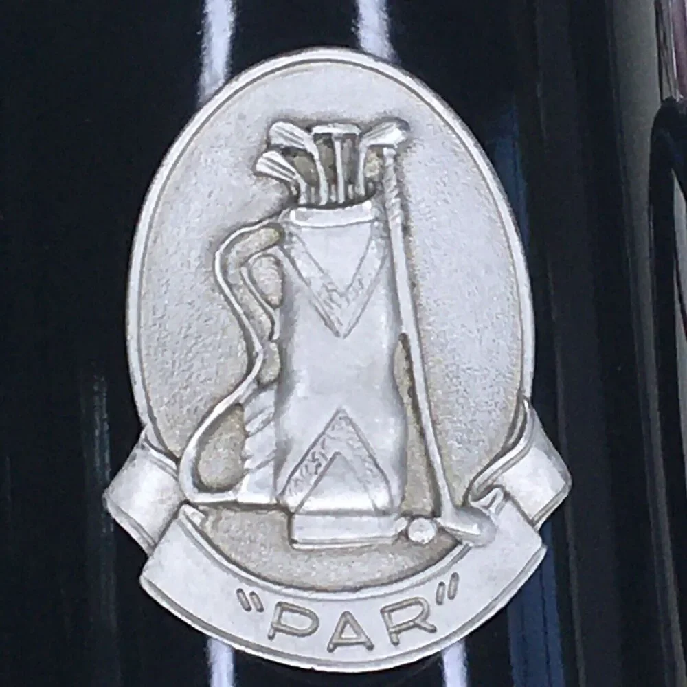 Golf Coffee Cup Mug Black 3-D Embossed Pewter‎ Emblem Golfer Dad Gift